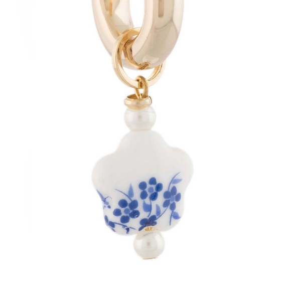 Shrimps Vintage Porcelain pearl and flower Shrimps Drop Earrings - Picture 5 of 5